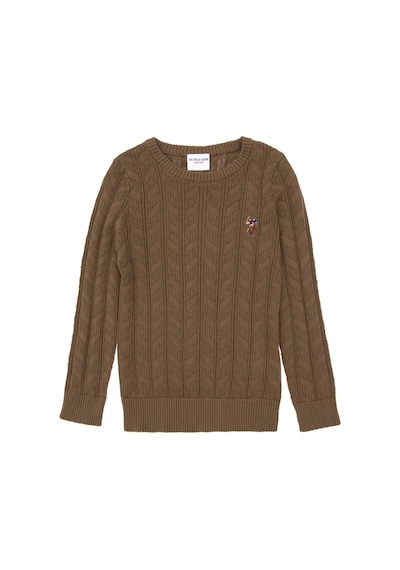 U.S. Polo Assn. Erkek Çocuk Haki Basic Bisiklet Yaka Kazak 50288889-VR027
