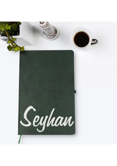 Bitmeyenkartus Kişiye Özel El Yazılı Yeşil Termo Deri Defter Model 2