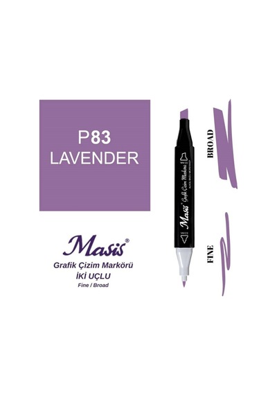 Çift Uçlu Marker Grafik Çizim Kalemi 83 Lavanta
