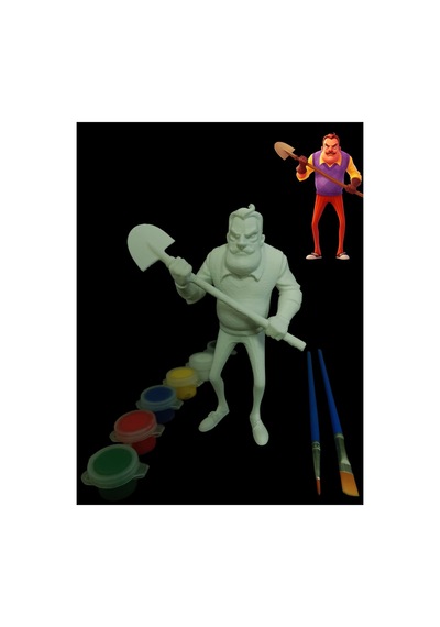 3d Hello Neighbor Figür Boyama Seti - Kendin Boya Hobi Ve Etkinlik Seti - Akrilik Boya + 2 Fırça