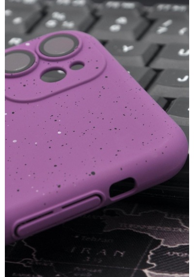 Apple Uyumlu iPhone 11 Uyumlu Mor Benekli Desenli İnce Sert Kapak Kılıf Kamera Lens Korumalı Mor -