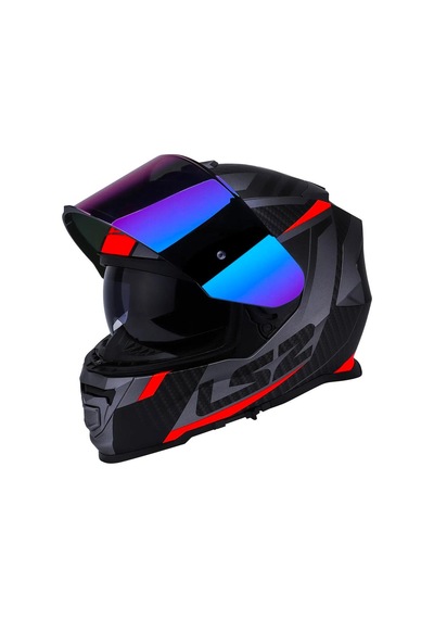 Ls2 Storm 2 Racer Full Face Motosiklet Kaskı Şeffaf + Gökkuşağı Vizörlü Mat Titanyum - Turuncu