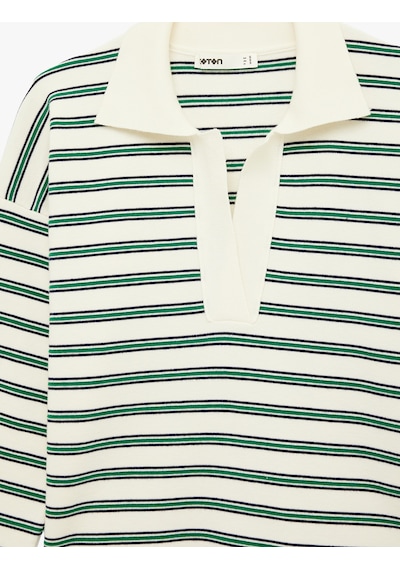Koton Uzun Kollu Polo Yaka Çizgili Oversize Triko Kazak Yeşil Çizgili 6sak90102ht Yeşil Çizgili Koton Uzun Kollu Polo Yaka Çizgili Oversize Triko Kazak Yeşil Çizgili 6sak90102ht Yeşil Çizgili