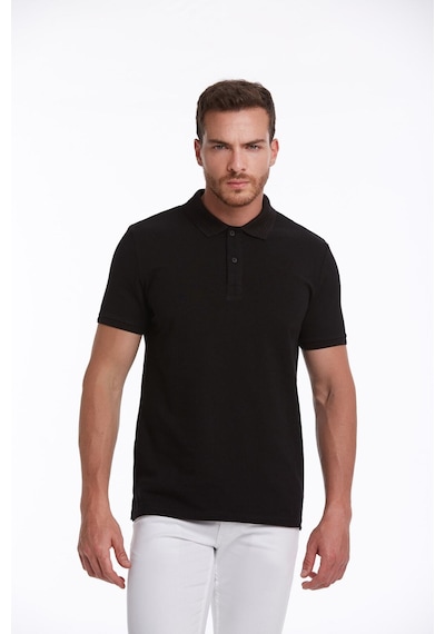 Hatemoğlu 530814660 Regular Fit Pamuk Polo Yaka Erkek Tişört Siyah