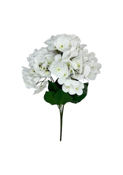 Yapay Çiçek Islak Ortanca Çiçeği Beyaz 45cm 5dal Islak Gerçeksi Dokulu Beyaz