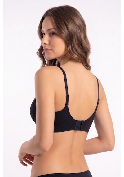 Madleen Kadın Süngerli Kabartma Desen Bambu Sütyen Bgl-st05638 siyah