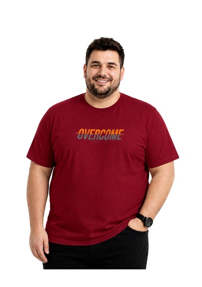 Battalmoda Erkek Büyük Beden Bordo Bisiklet Yaka Kısa Kollu Overcome Tişört 3xl-4xl-5xl-6xl