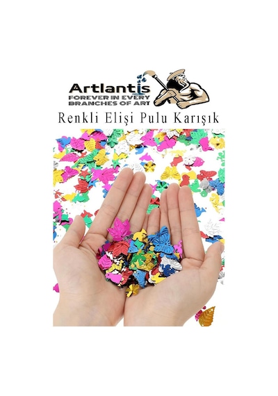 Elişi Pulu Karışık Şekilli 100 Lü 1 Paket Renkli Şekilli Pul Yanardöner Payet Pırıltılı Süs Okul Öncesi Kreş Ana Sınıfı