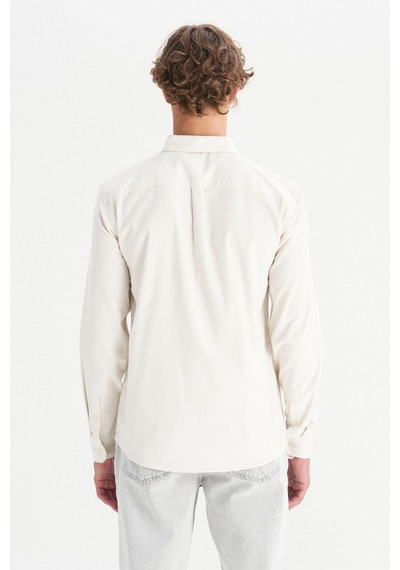 Wrangler %100 Pamuk Regular Fit Normal Kesim Klasik Yaka Cepli Kadife Gömlek Bej