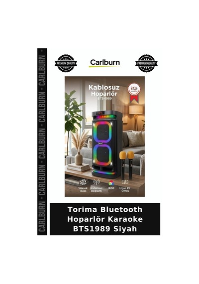 Premium Torima Bluetooth Hoparlör Karaoke Bts1989 Siyah Ses Ürünü Işıklı Cihaz Müzik Aleti