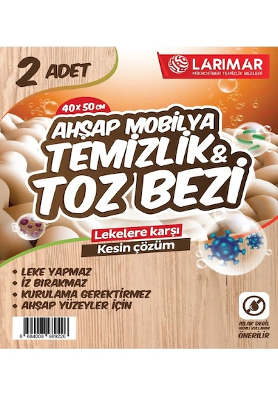 Larimar Ahşap Mobilya ve Hassas Yüzeyler Toz Temizlik Bezi 10'lu 40 x 50 CM
