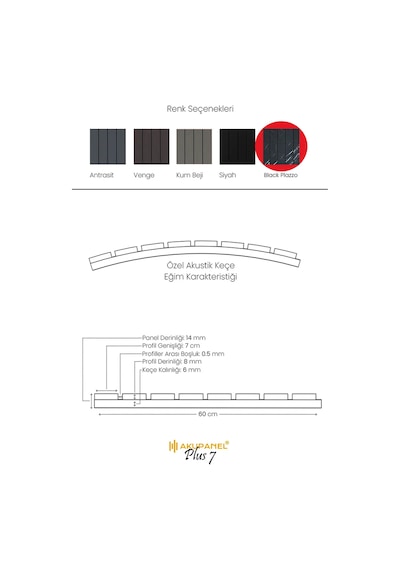 Akupanel Plus7 60 245 Cm Black Palazzo Akustik Duvar Paneli Çok Renkli