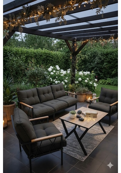 Ard & Garden Miray 311 Masalı Antrasit Fermuarlı Bahçe Balkon Takımı, Salon, Teras- Berjer Düğmeli Metal Çay Seti Antrasit Ard & Garden Miray 311 Masalı Antrasit Fermuarlı Bahçe Balkon Takımı, Salon, Teras- Berjer Düğmeli Metal Çay Seti Antrasit