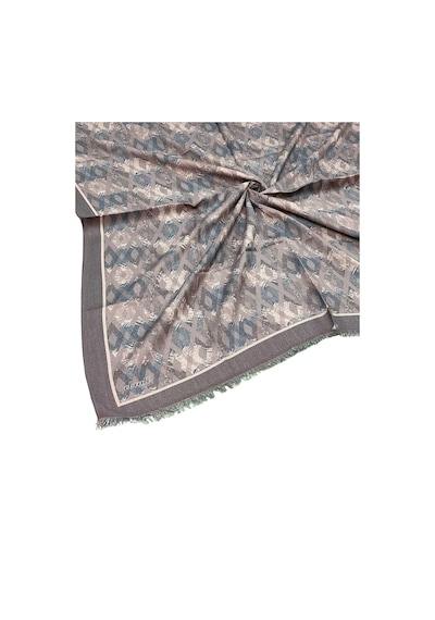 Mim Eşarp Ebruli Kışlık Desenli Eşarp 95x95 Cm Vizon - Mavi