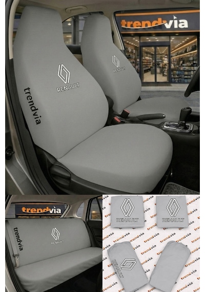 Renault Yeni Logolu Oto Koltuk Kılıfı Ön Arka Set Penye Universal Koltuk Koruyucu Servis Kılıfı 52330692