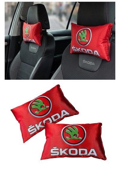 Skoda Araç Uyumlu Dijital Baskılı Seyahat Boyun Yastığı - Şık Tasarım Kırmızı