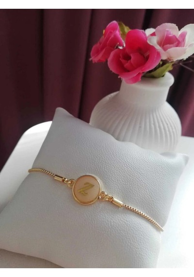 Altın Sedef Ayarlanabilir Kadın Gold Asansörlü Z Harf Bileklik Renkli