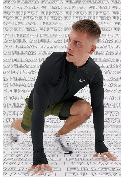 Nike Dri Fit Element Top Half Zip Sweatshirt Erkek Uzun Kollu Yarım Fermuar Sporcu Üstü Siyah