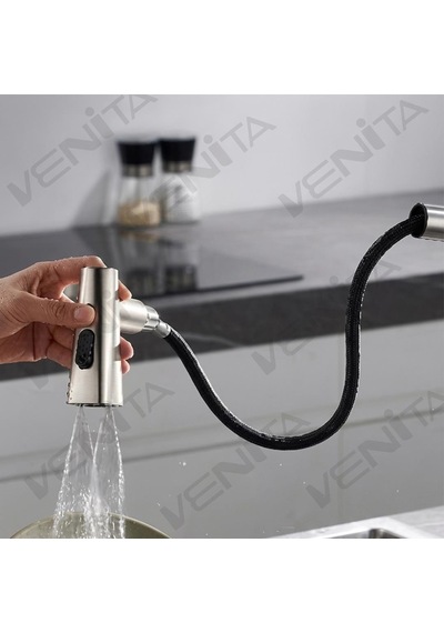 Venita İnox Spiralli Mutfak Bataryası 360 Dönebilen 3 Fonksiyonlu Başlıklı Inox