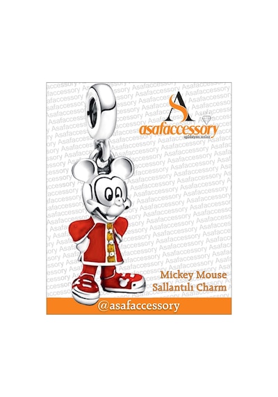 Mickey Mouse Sallantılı Charm Gümüş