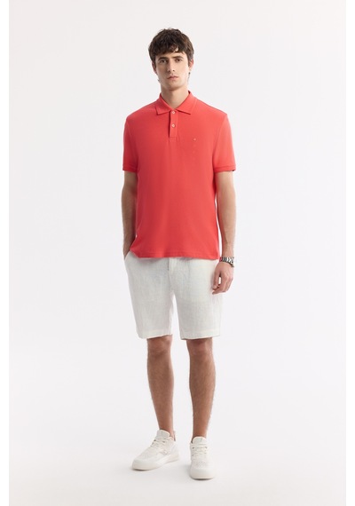 Avva Erkek Mercan Kıvrılmaz Polo Yaka %100 Pamuk Basic Regular Fit T-shirt B001032