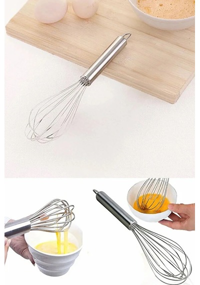 Paslanmaz Çelik 25cm Çırpıcı Yumurta Süt Karıştırıcı Hamur Çırpıcı Metal Saplı Lüx Çırpıcı Çelik Diğer