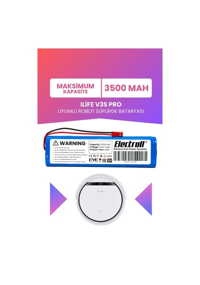Ilife V3s Pro Uyumlu Batarya Maksimum Kapasite 3500mah Pil Robot Süpürge Bataryası Değişimi