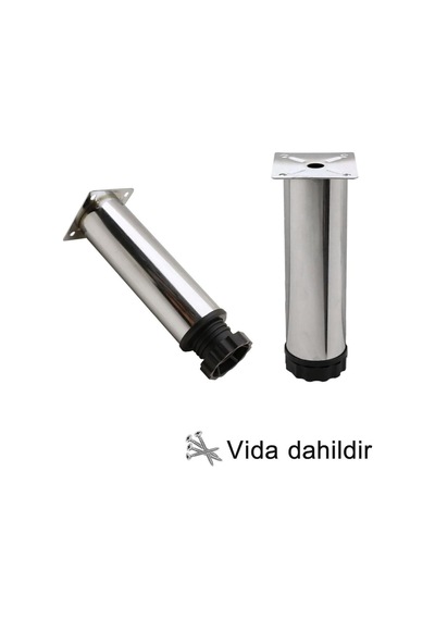 2 Adet Metal Ayarlanabilir 12 Cm Krom Destek Ayak Mobilya Kanepe Baza Koltuk Dolap Sehpa Ünite Ayağı Diğer