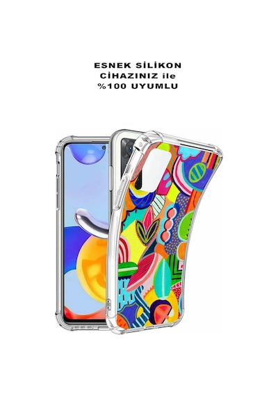 Oppo A91 Uyumlu Retro Color 6 Baskılı Şeffaf Köşe Korumalı Antişok Kılıf