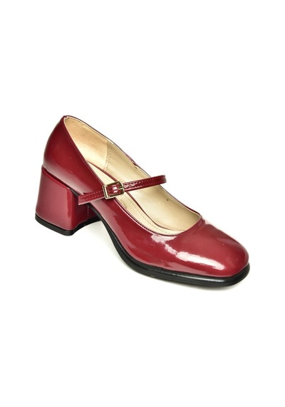 Fox Shoes U518422008 Bordo Rugan Kalın Topuklu Kadın Ayakkabı Bordo