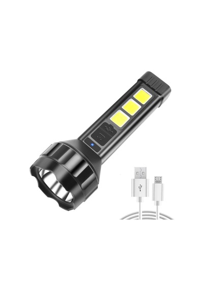 Wellhise 659 Usb Şarjlı El Feneri Cob Yan Işık Güçlü El Feneri Usb Şarj Edilebilir Açık Kamp Lambası Taşınabilir