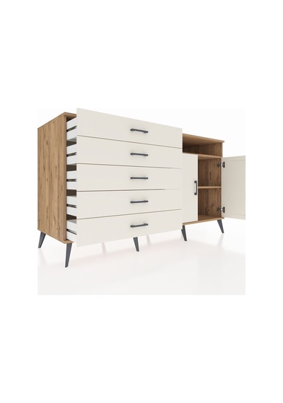 Kronos Konsol 2 Raflı 5 Çekmeceli 2 Kapaklı 176x59x99 Çam-aytaşı Çam-aytaşı