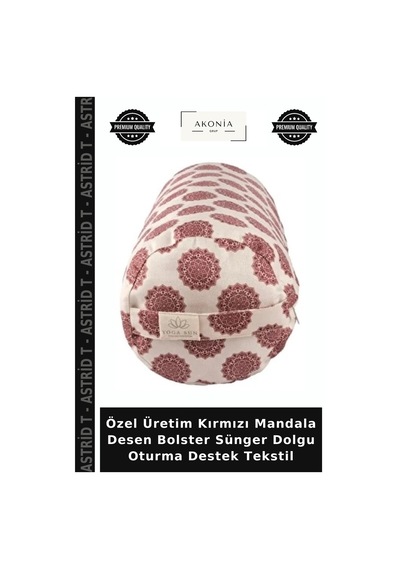 Özel Üretim Kırmızı Mandala Desen Bolster Sünger Dolgu Oturma Destek Tekstil