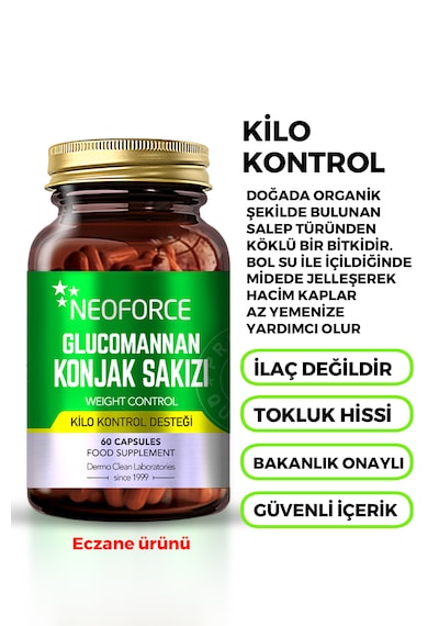 Neoforce Glucomannan Konjak Sakızı 60 Kapsül - Kilo Kontrol Desteği