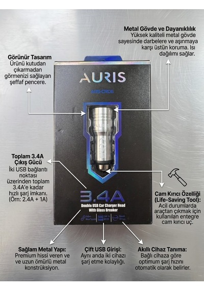 Auris Ars-cr06 Araç Şarj Cihazı - Lisinya