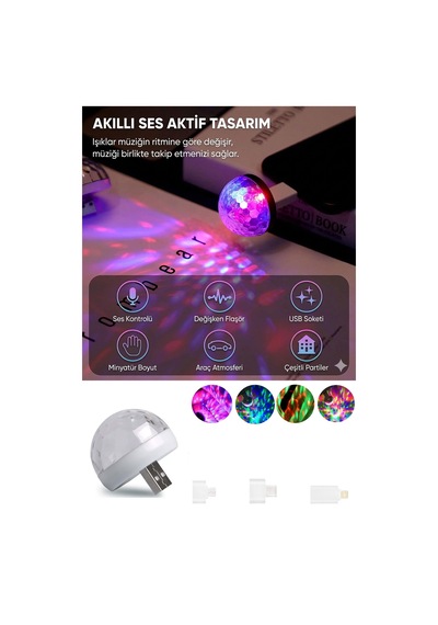 Rgb Usb Mini Disko Topu - Ses Sensörlü Renkli Led Parti Lambası