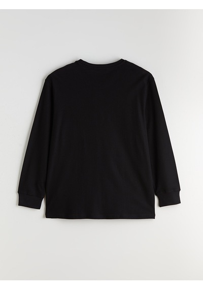 Lcwaıkıkı Classic Siyah Büyük Beden Bisiklet Yaka Erkek Sweatshirt