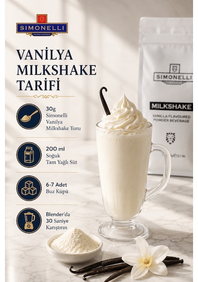 Simonelli Vanilya Aromalı Toz Milkshake Karışımı 1 KG