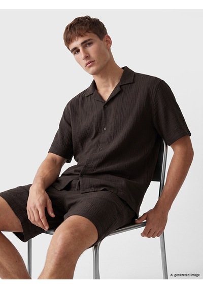 Lcw Vision Kahverengi Regular Fit Müslin Erkek Gömlek