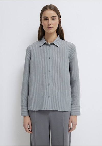 Mavi - Tencel Liyosel Karışımlı Çizgili Gömlek 1211374-88069 Yeşil