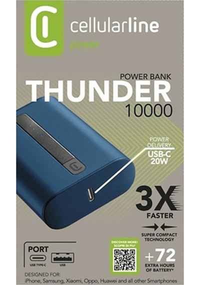 Cellular Line Thunder 10.000 Mah Pd Usb-C 20W Taşınabilir Şarj Ci