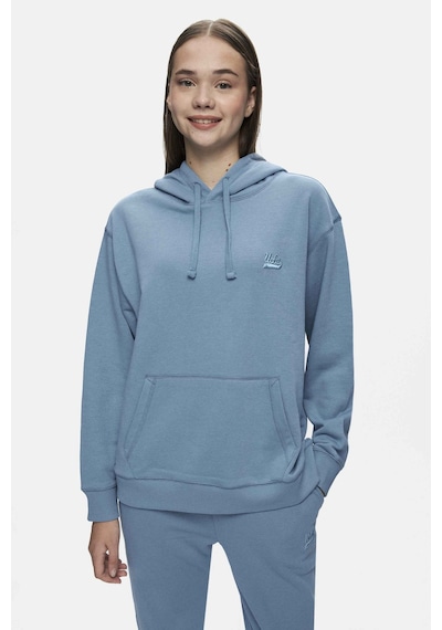 Ucla Weber Mavi Bisiklet Yaka Nakışlı Oversize Kadın Sweatshirt Mavi