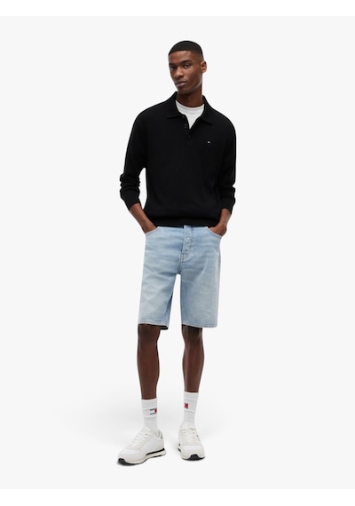 Tommy Hilfiger Tjm Slım Essentıal Polo Sweater Erkek Siyah Kazak - Dm0dm20304