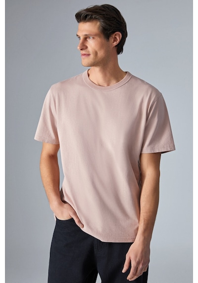 Grimelange Peltz Erkek Relaxed Bisiklet Yaka Kısa Kollu Gül Kurusu T-shirt Gül Kurusu