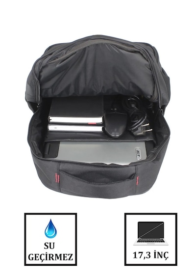Case Club Büyük Laptop Sırt Çantası 17 İnç + Kılıf Hediyeli Siyah