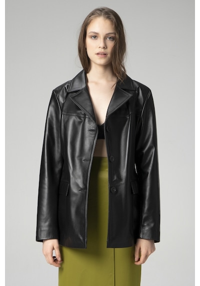 Dericlub Wm035 Gerçek Deri Kadın Blazer