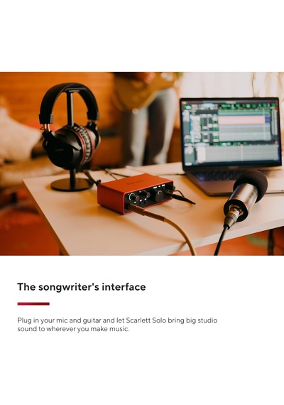 Scarlett Solo Gen 4 Ses Kartı: Gitarist, Vokalist Veya Prodüktör İçin Usb Audio Arayüzü, Stüdyo Kalitesinde Kay