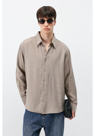Vamos Modal Kumaş Oversize Gömlek Vizon