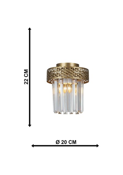 Begüsa Sitrus Tekli Eskitme Lux Kristal Taşlı Tavan Montaj Avize