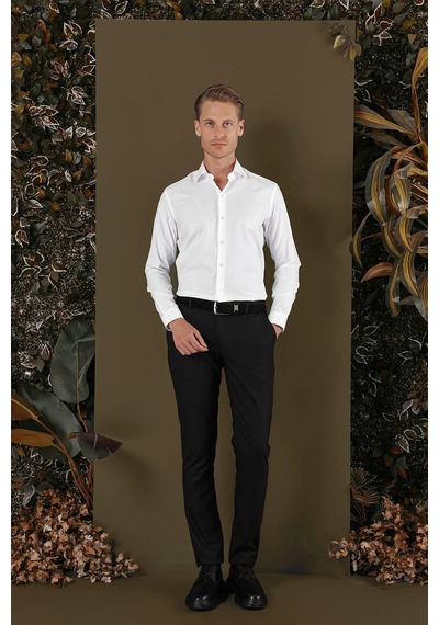 Efor Gk 701 Slim Fit Beyaz Klasik Gömlek Beyaz